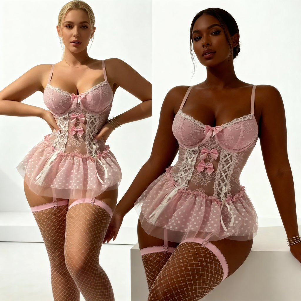 Isaline Corset Rose Avec Jupon En Tulle Raffiné Ensemble Chic Et Romantique Pour Soirée Habillée by Les Secrets de Léa
