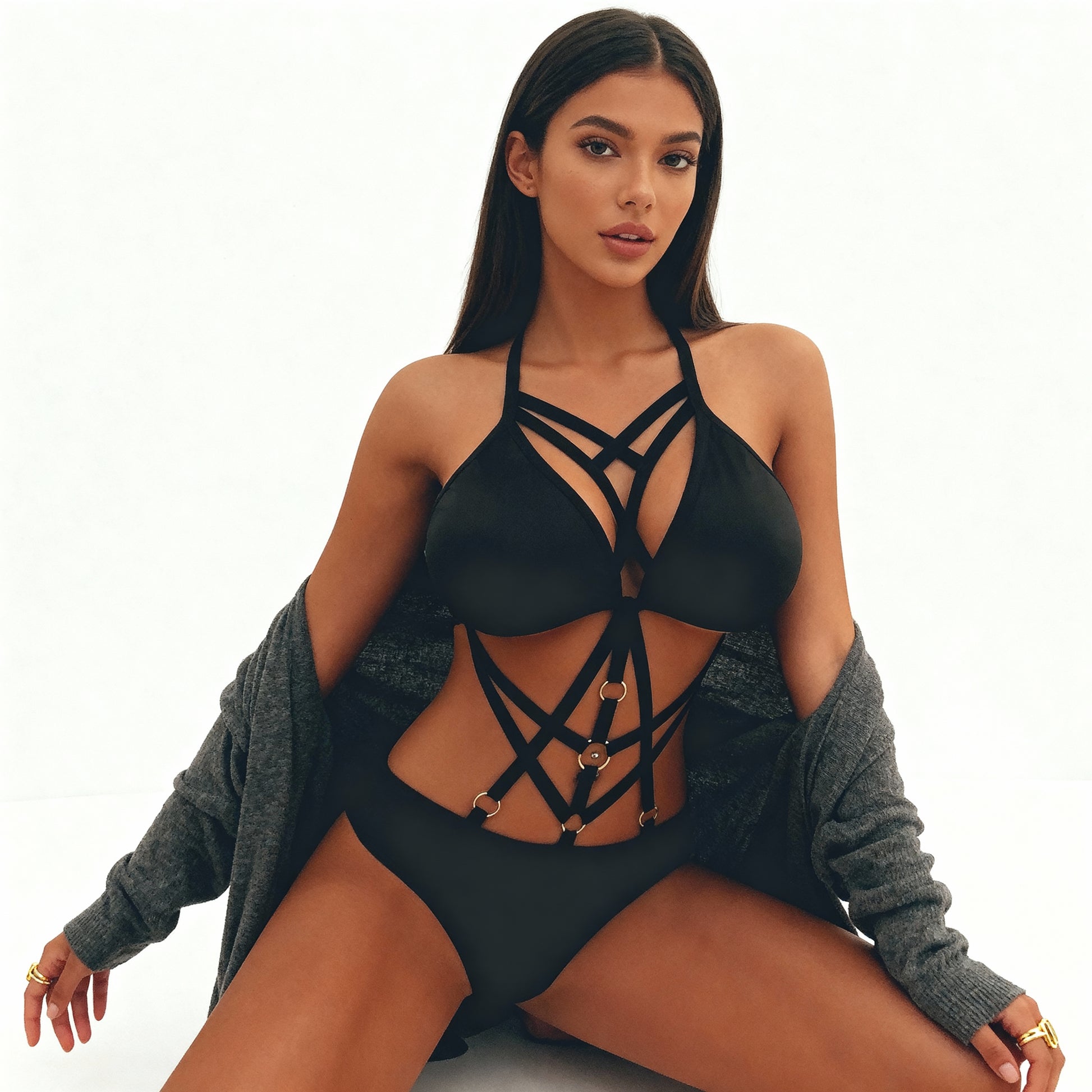 Body Stretch Femme Élégant À Lanières Croisées Confort Raffinement Pour Tenue Soirée Et Sous Blazer by Les Secrets de Léa