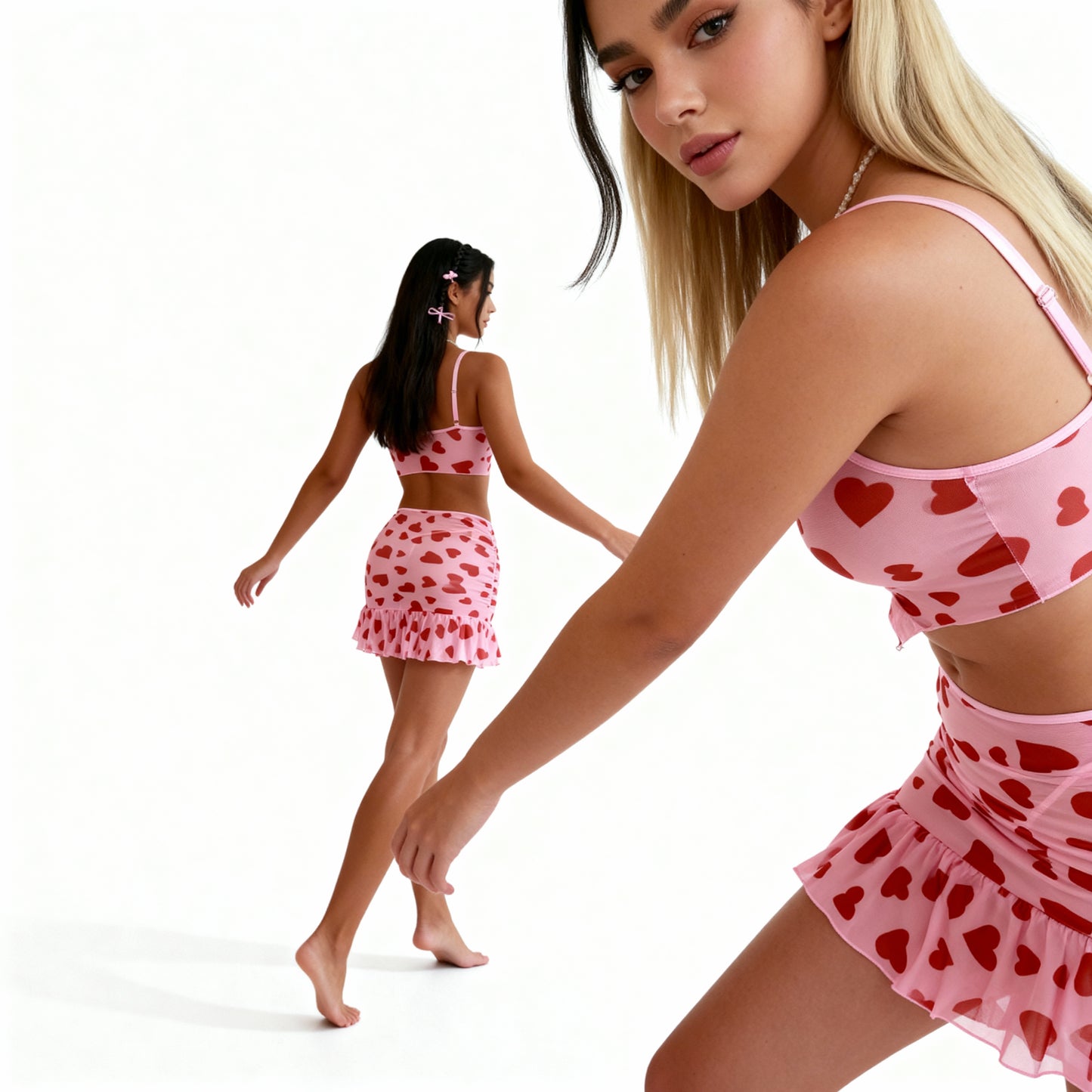 Les Secrets de Léa Cherry - Pyjama Romantique Rose à Cœurs Rouges by Les Secrets de Léa