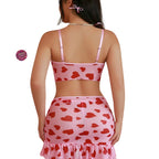 Les Secrets de Léa Cherry - Pyjama Romantique Rose à Cœurs Rouges