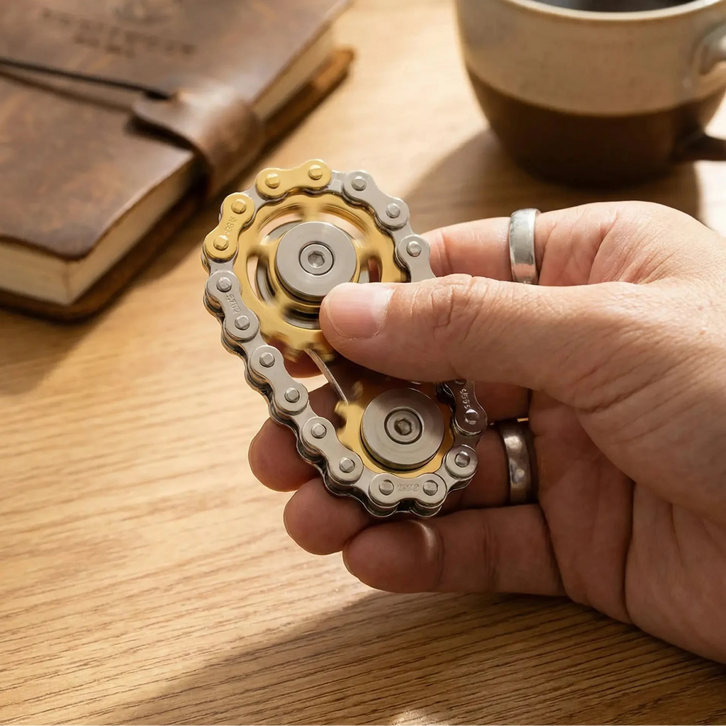 Hand Spinner en acier inox avec engrenages dorés et argentés, LSDLBoutique
