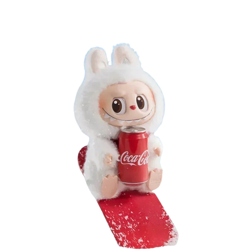 labubu blanc associé à coca cola diverses positions editions collector