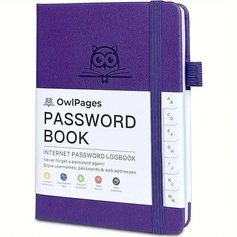 Passwortbuch mit Hardcover-Einband und alphabetischen Registern