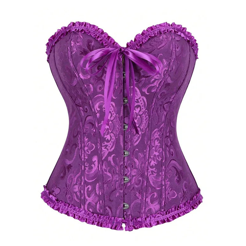 Corselet jacquard floral victorien – Fermeture busc devant