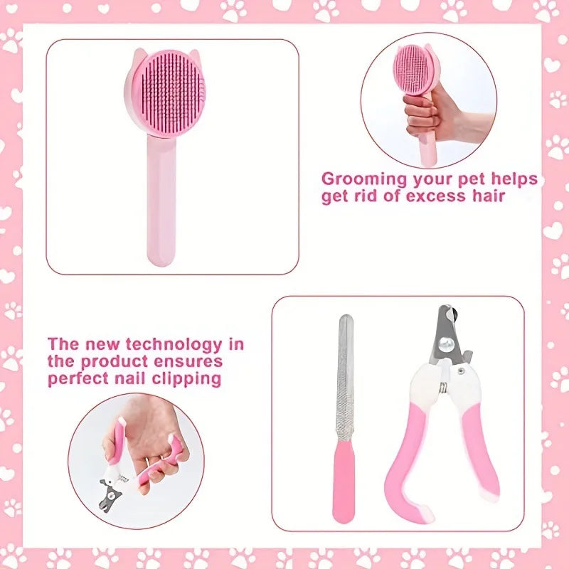 Kit De Toilettage Pour Chat 7 En 1 Avec Brosse Coupe Griffes Brosse À Dents Et Accessoires Complets by LSDLBoutique.ch