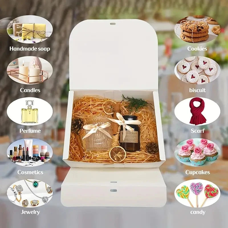 Large White Cardboard Box with Bow, Set of 3 Pieces