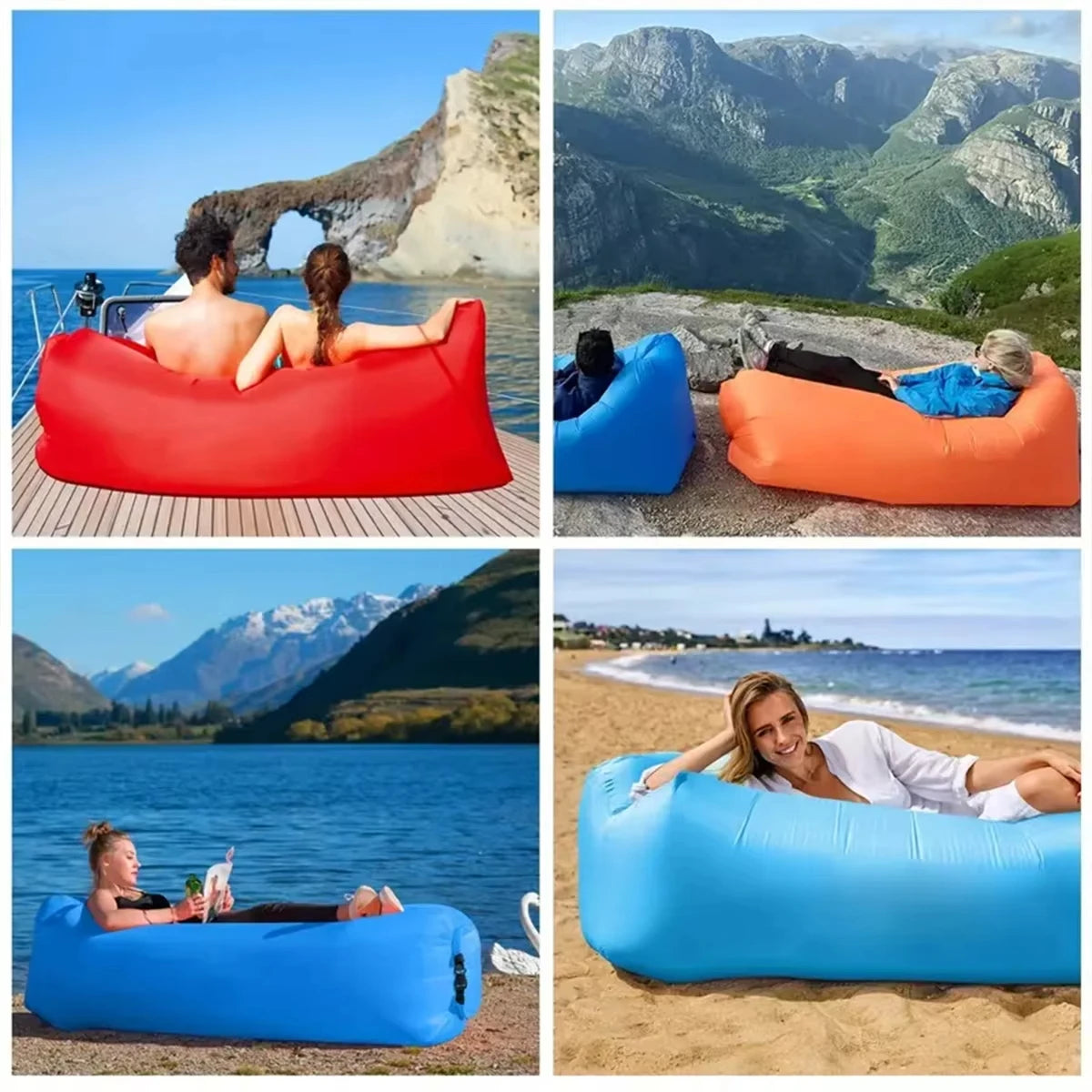 Canapé gonflable air sofa de plage et camping – avec sac