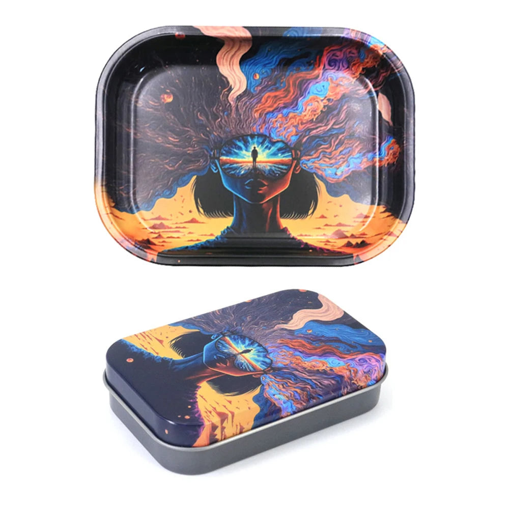 Rolling Tray 18x14 cm Tinplate For Tobacco 2 Pieces