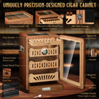Cigar Humidor Cabinet,Desktop Humidor,with 4 Spanish Cedar Wood Shelves, 2 Humidifiers,Digital Hygrometer Thermometer and Drawer