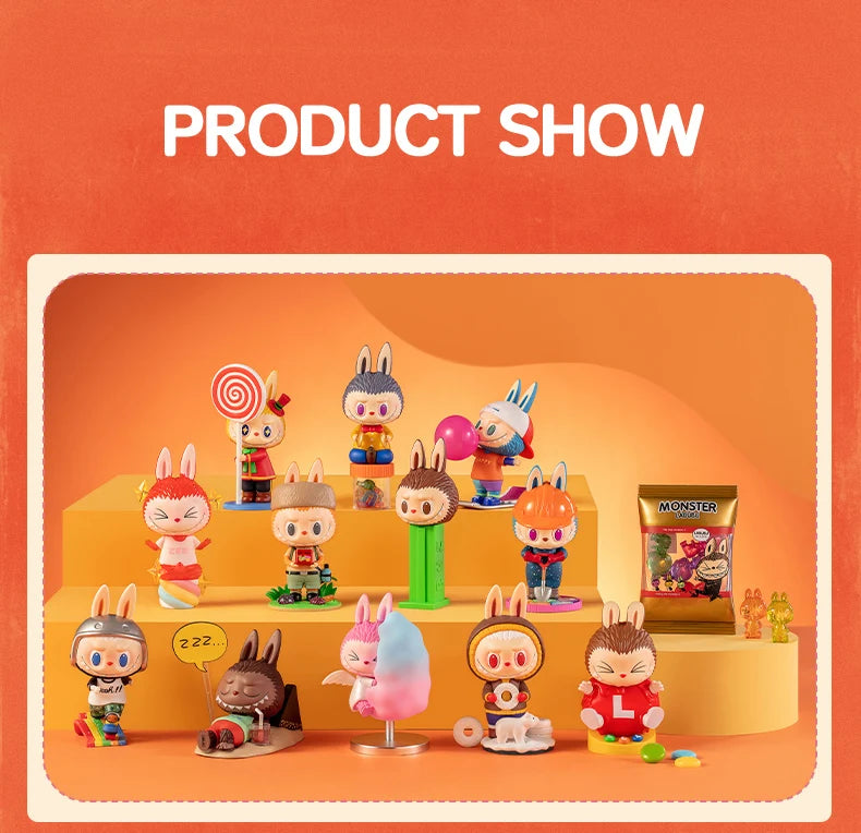 Pop Mart Labubu Candy Monsters PVC Figurine Pink Blue