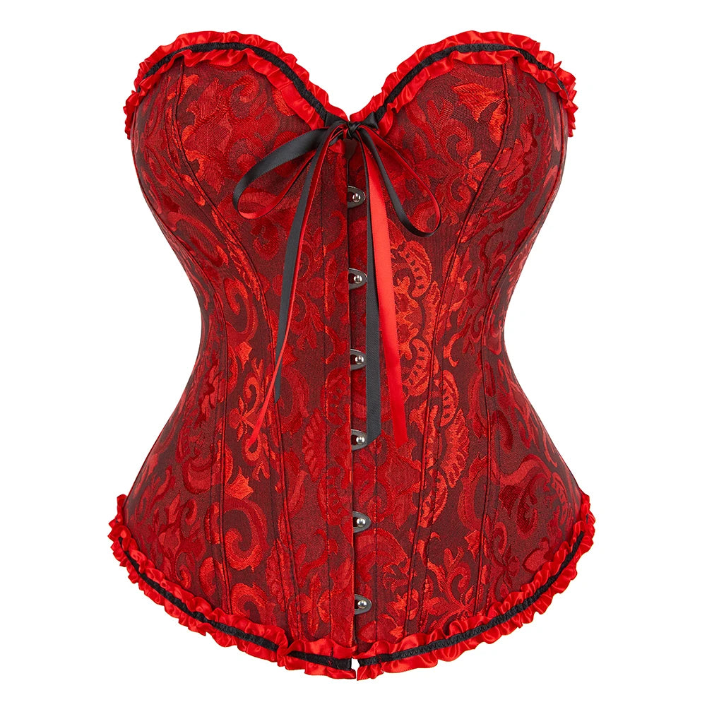 Corselet jacquard floral victorien – Fermeture busc devant
