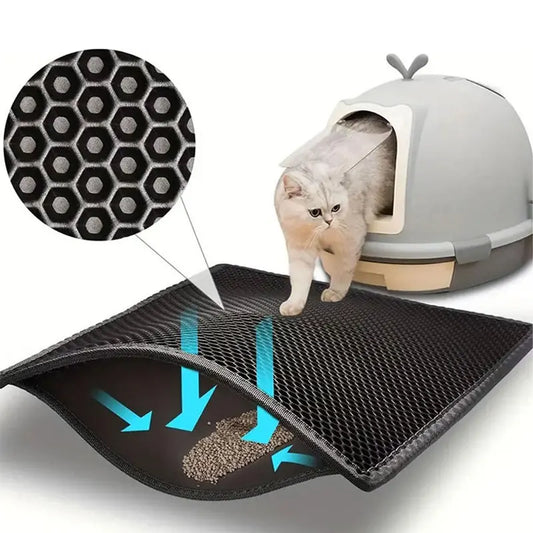 Tapis de litière pour chat imperméable – Double couche anti-éparpillement, différentes tailles