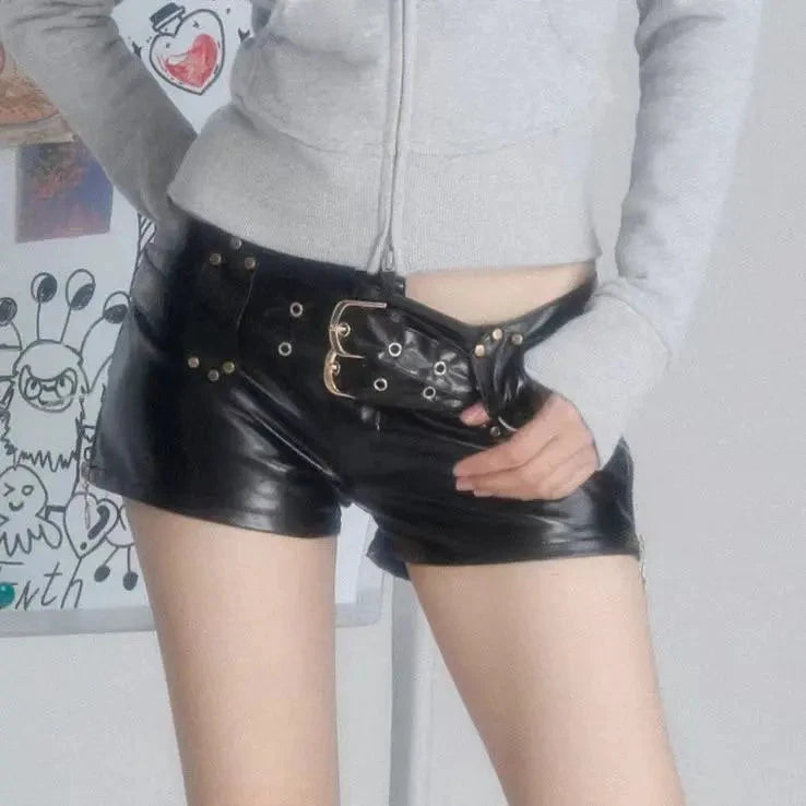 Shorts Cuir Taille Basse