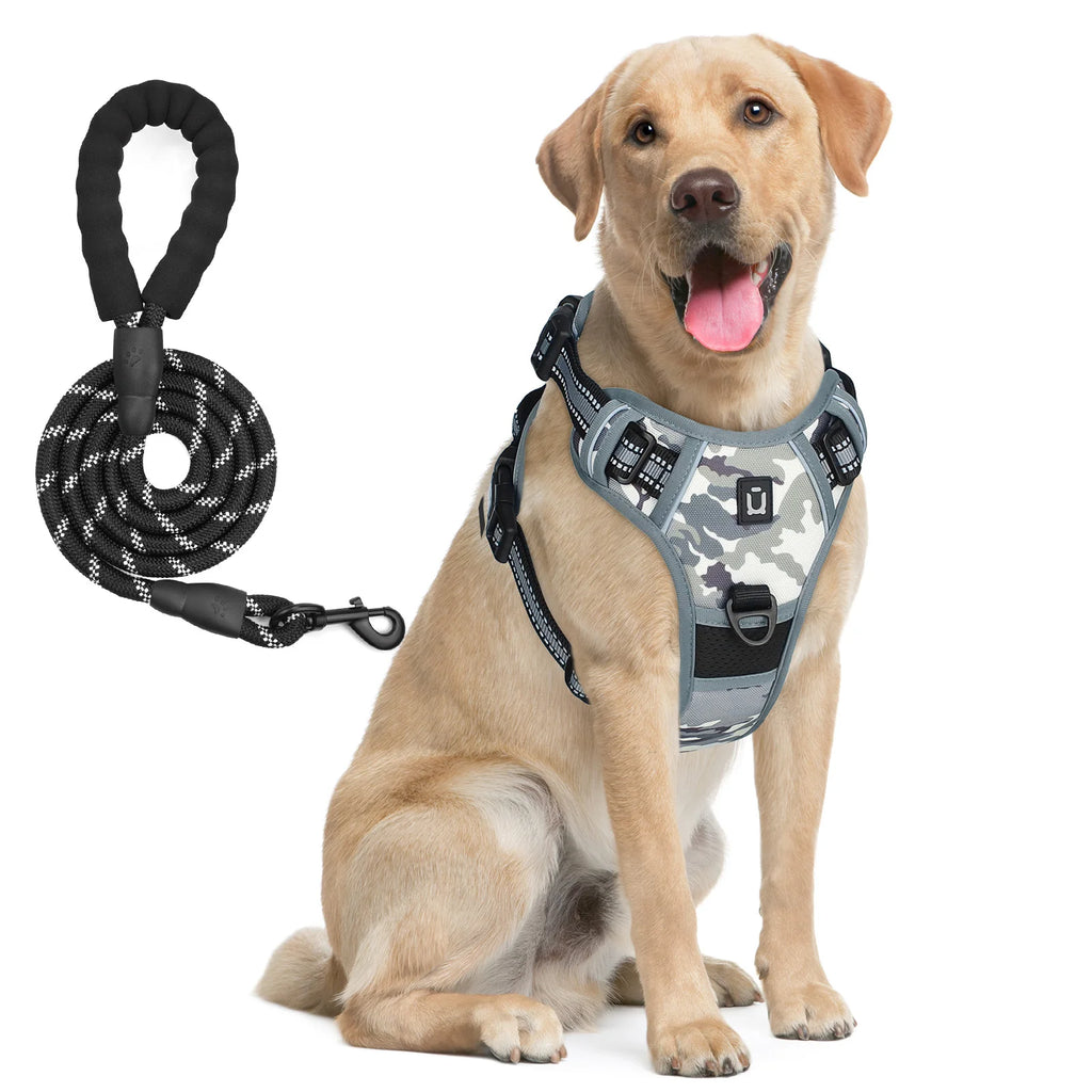 Harnais de gilet anti-fuite pour chien avec laisse – Réglable & réfléchissant