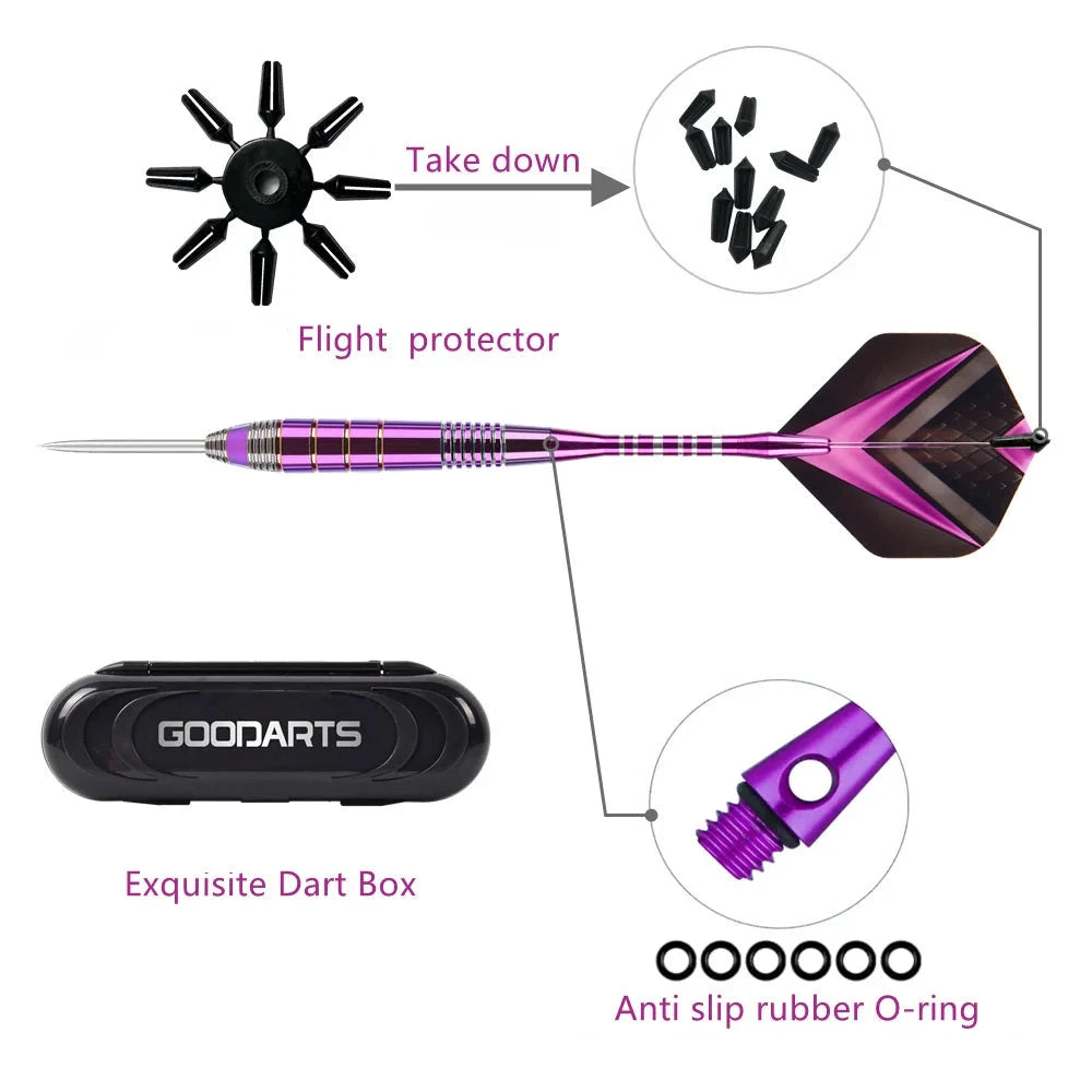 3 Stück lila Aluminiumspitzen-Metalldarts