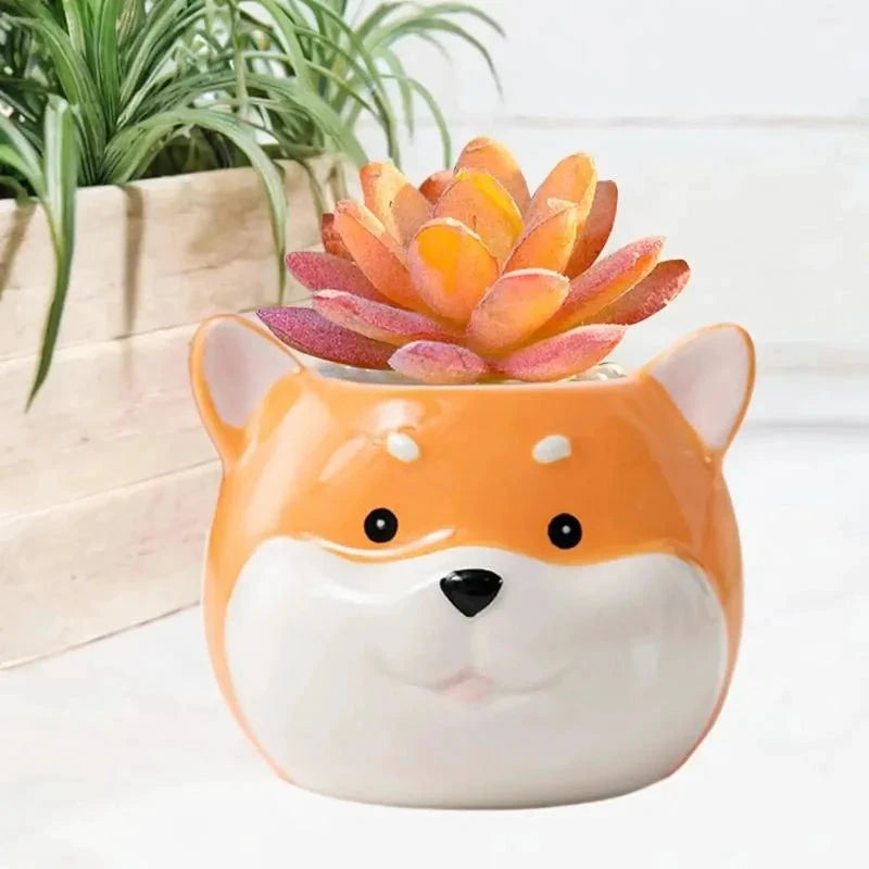 Pot De Fleur En Céramique Chien Dessin Animé Mignon