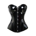 Black Vinyl Overbust Corselet – Front Zip, Back Lacing
