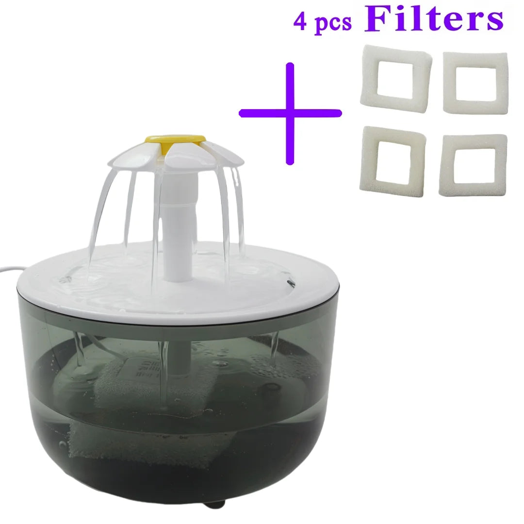 Fontaine à eau pour chat avec filtration par recirculation – 1200 ml – 4 filtres inclus