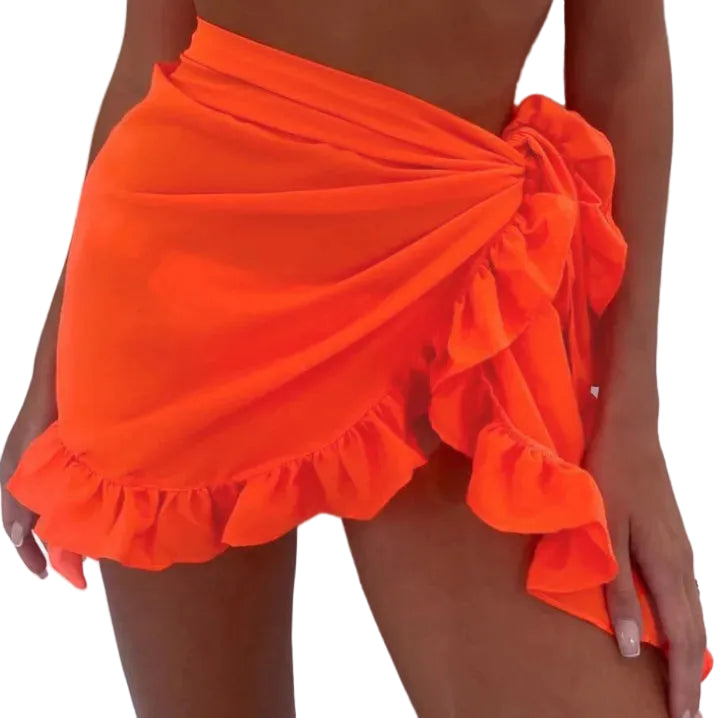 Jupe courte à volants – Sarong de plage – 6 coloris disponibles