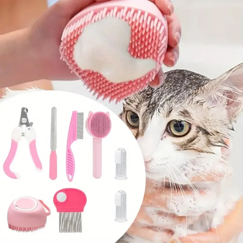 Kit De Toilettage Pour Chat 7 En 1 Avec Brosse Coupe Griffes Brosse À Dents Et Accessoires Complets by LSDLBoutique.ch
