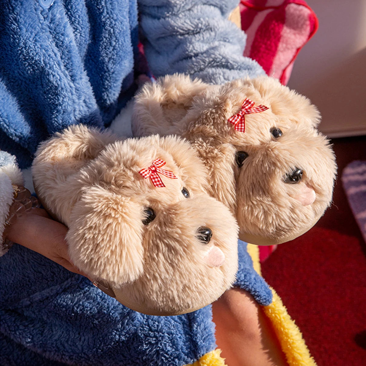 Lucky Bean Pantoufles en Coton Unisexe Antidérapantes Semelles Épaisses