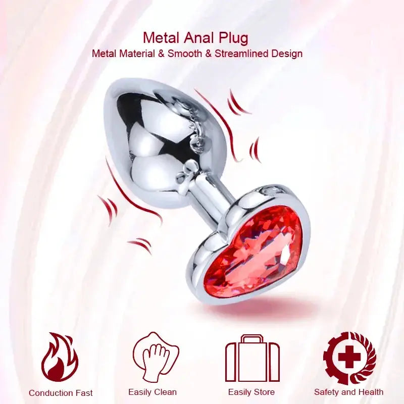 Plug anal en métal avec cristal – Set de 3 tailles