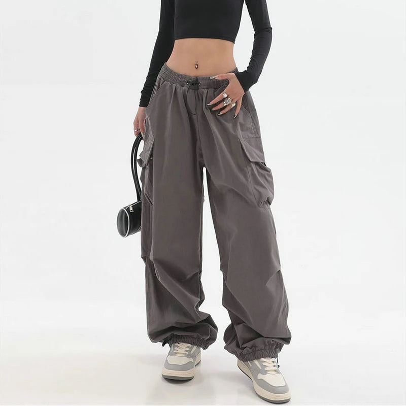 Beysaurt Women's Harajuku Baggy Cargo Pants with Elastic Waist
