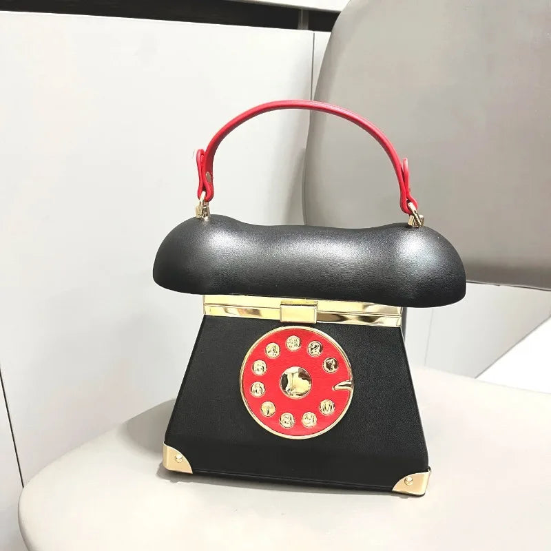 Sac de rangement maquillage forme téléphone rétro