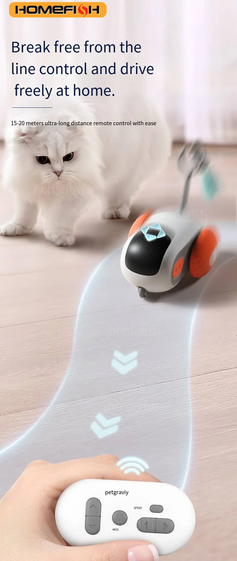 Homefish Voiture Chat Intelligente Deux Modes Télécommande
