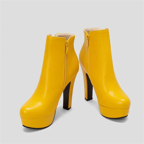 Women's Crystal Flower High Heel Zip Ankle Boots for Winter