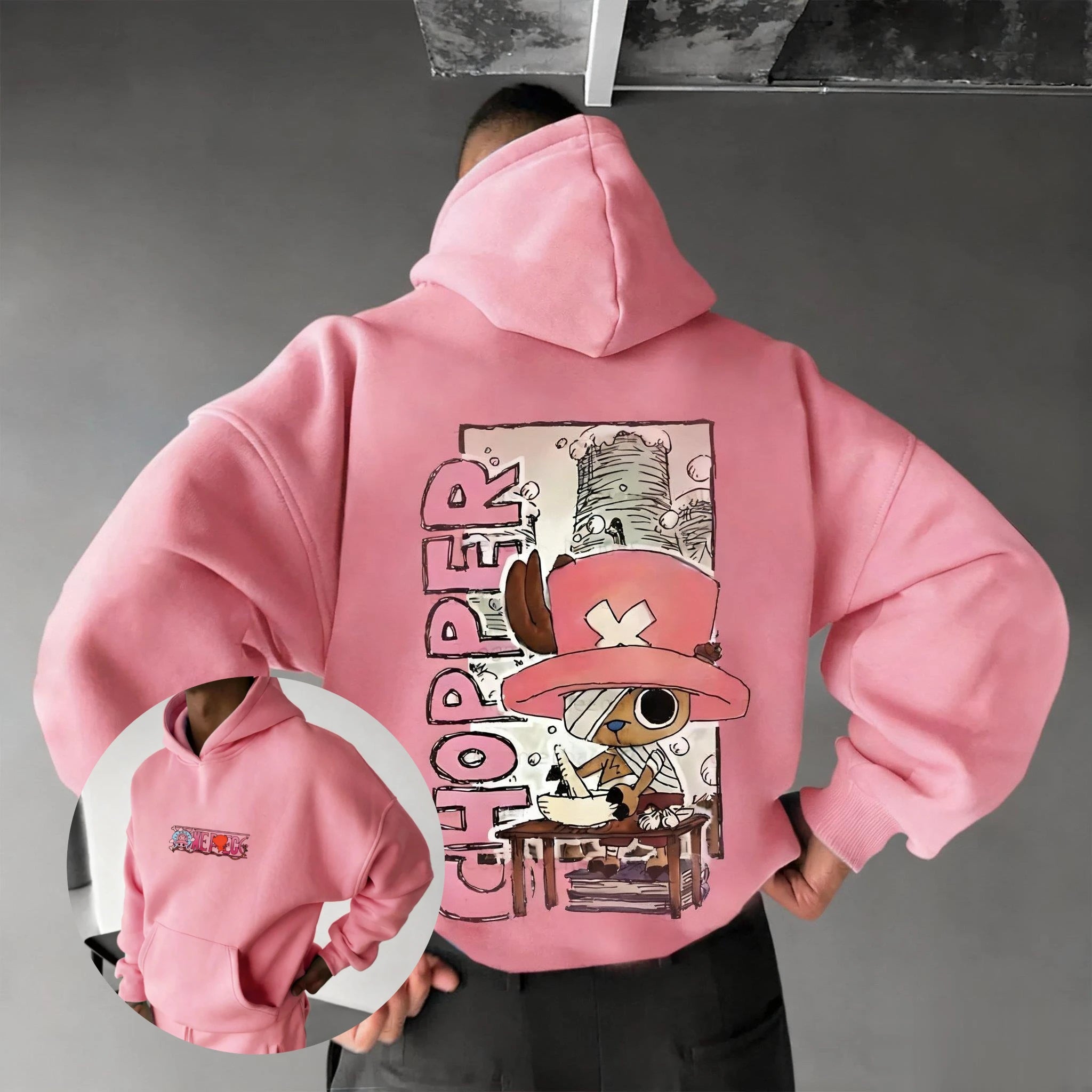 Sweat à capuche oversize anime – One Piece Chopper Graphic