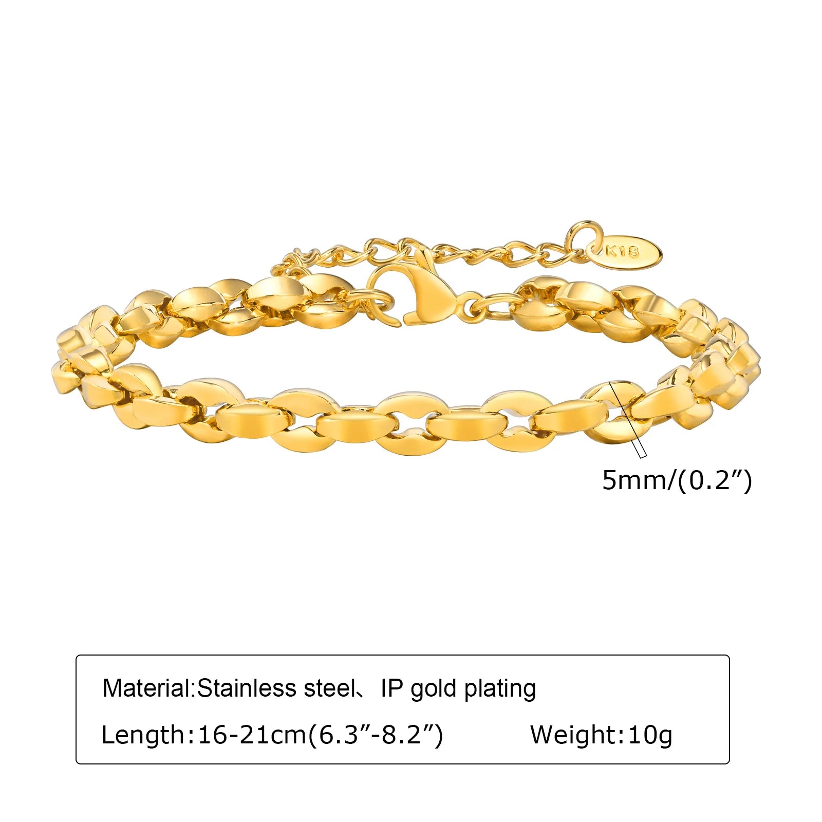 Bracelet trombone réglable – Acier inoxydable