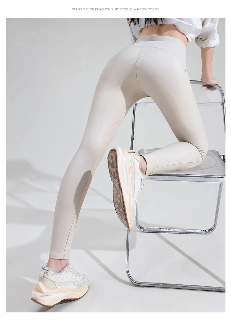 Leggings Cuir PU Noir Taille Haute Serpent