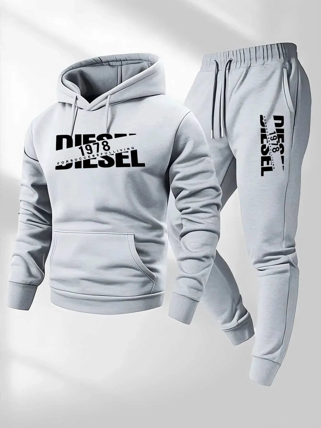 Diesel Ensemble Sweat À Capuche Et Pantalon Gris Clair Deux Pièces