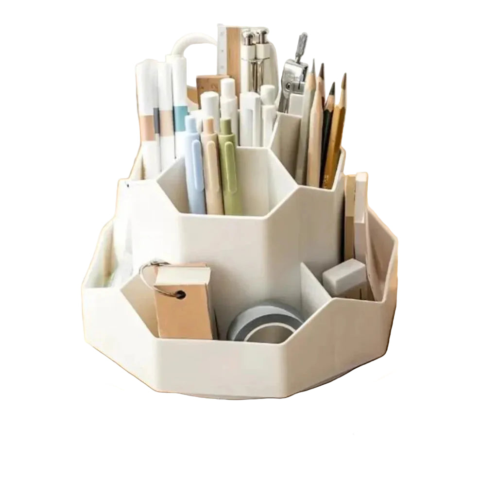 Organiseur de bureau rotatif 360° – Porte-stylos multi-cases