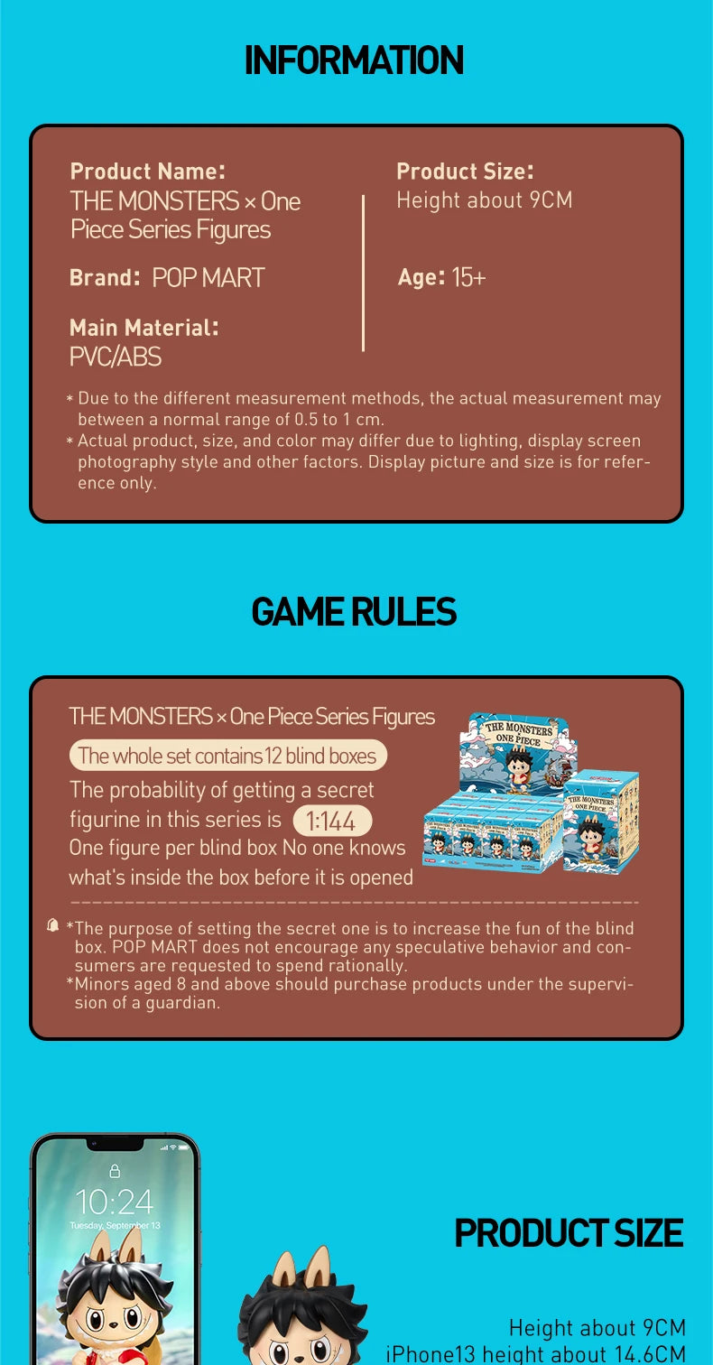 POP MART THE MONSTERS X une pièce série boîte aveugle jouets Kawaii Anime figurine Surprise boîte mystère poupées filles cadeau by LSDLBoutique.ch