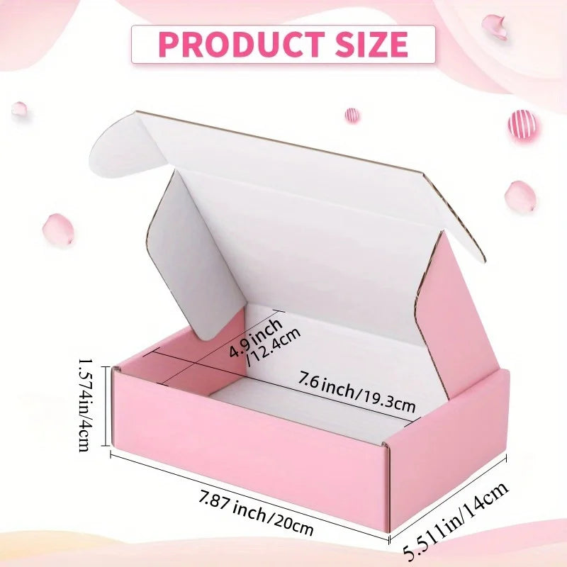 Pink Corrugated Cardboard Shipping Boxes, 10 Pieces