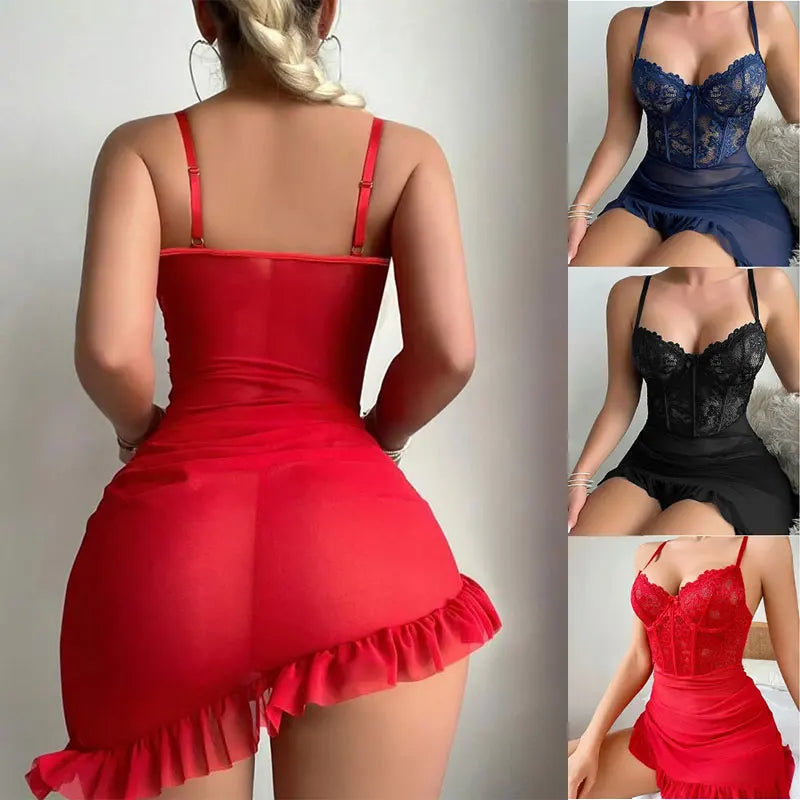 Les Secrets De Léa Ensemble Lingerie Transparent À Armatures Dentelle Bleu Nuit