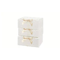 Large White Cardboard Box with Bow, Set of 3 Pieces