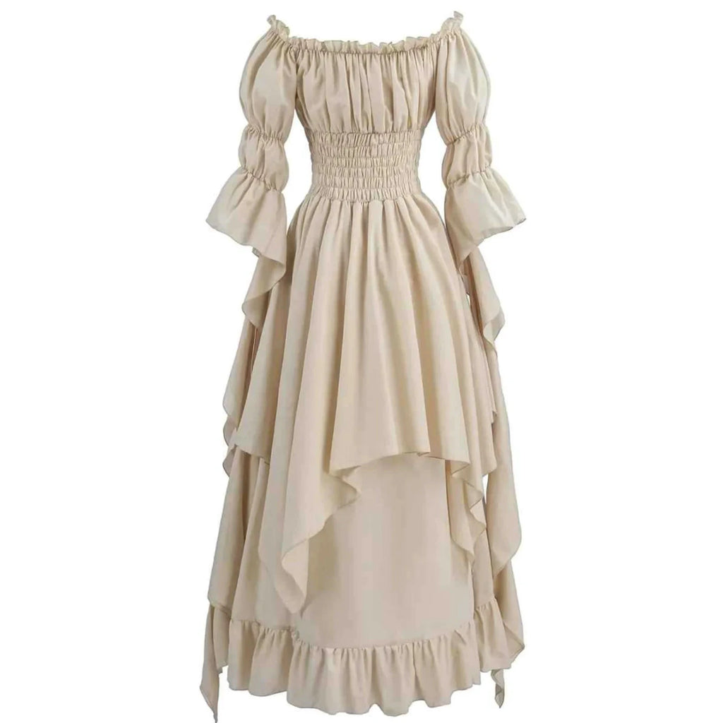 Robe longue style médiéval manches longues encolure élastique