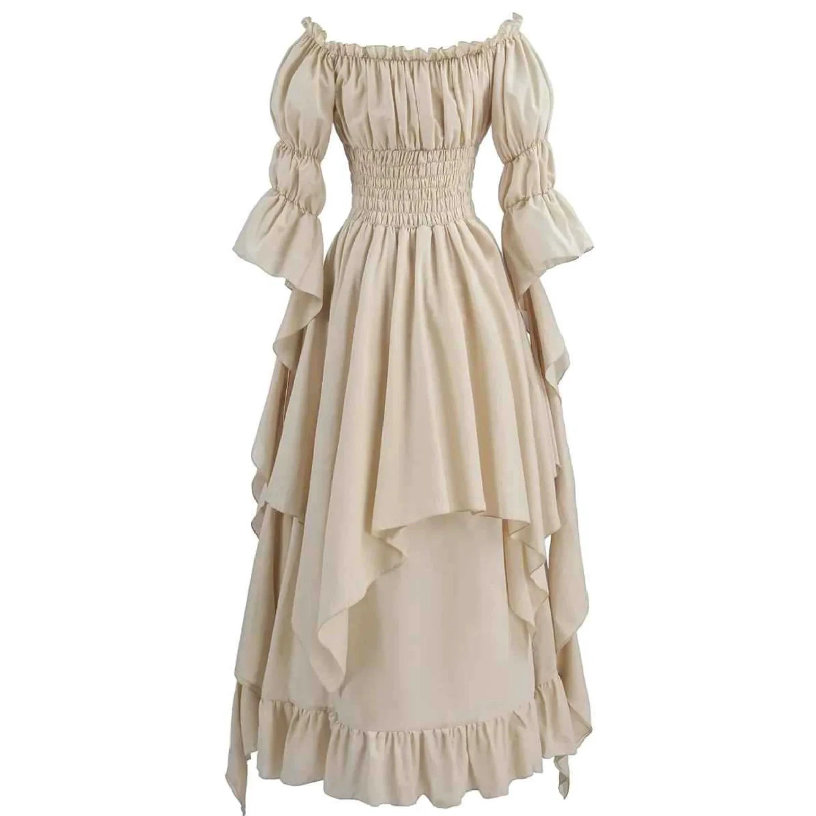 Robe longue style médiéval manches longues encolure élastique