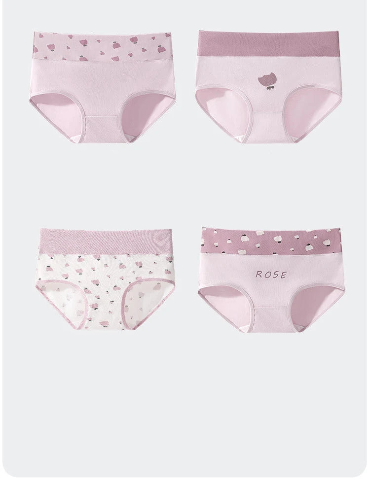 ZJX Ensemble 8 Culottes Femme Coton Respirant Taille Haute Rose Imprimé Coeurs