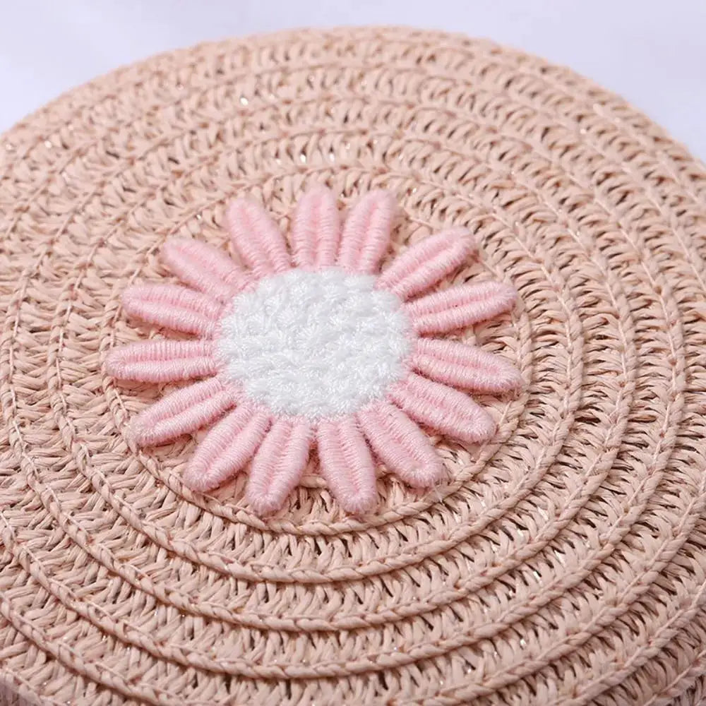 Sac à main rond en paille tressée – Motifs bonbons – Bandoulière fait main