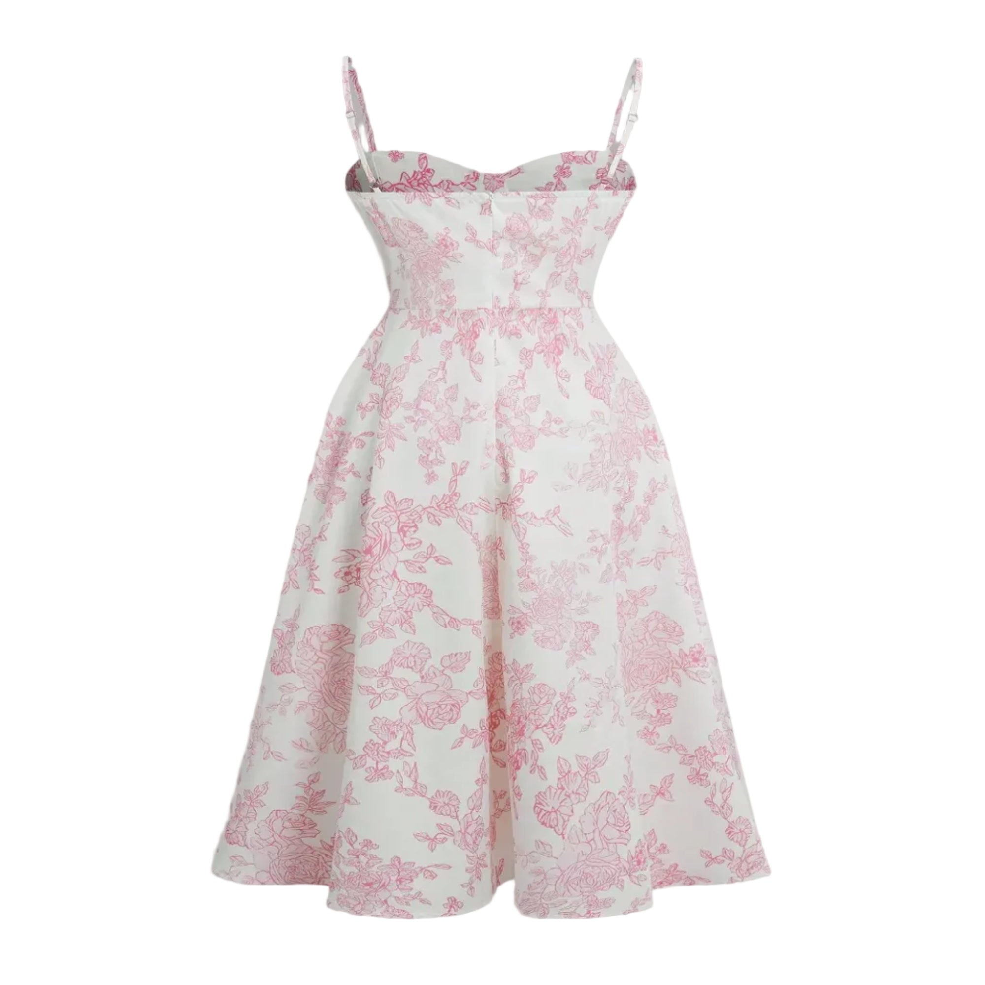 Robe longue florale à bretelles spaghetti et coupe évasée – Modèle Rose