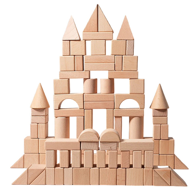 Blocs De Construction En Bois Montessori Avec Seau Et Tri De Formes 100 Pièces Pour Développement Éducatif by LSDLBoutique.ch