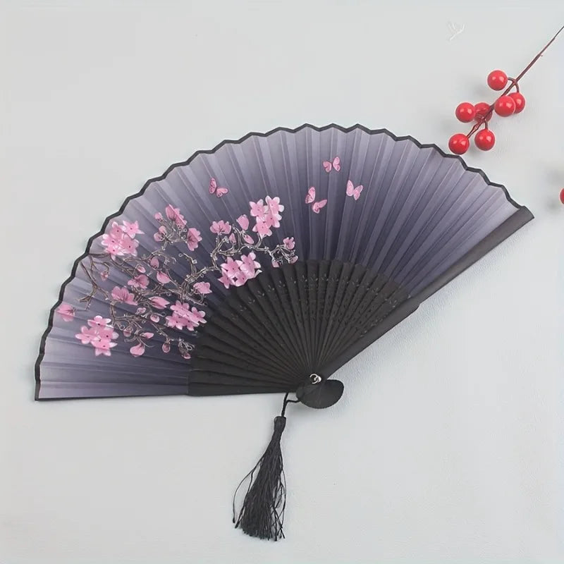 Papierfächer mit Kirschblütenmotiv – Vintage Floral Cherry Blossom Fan