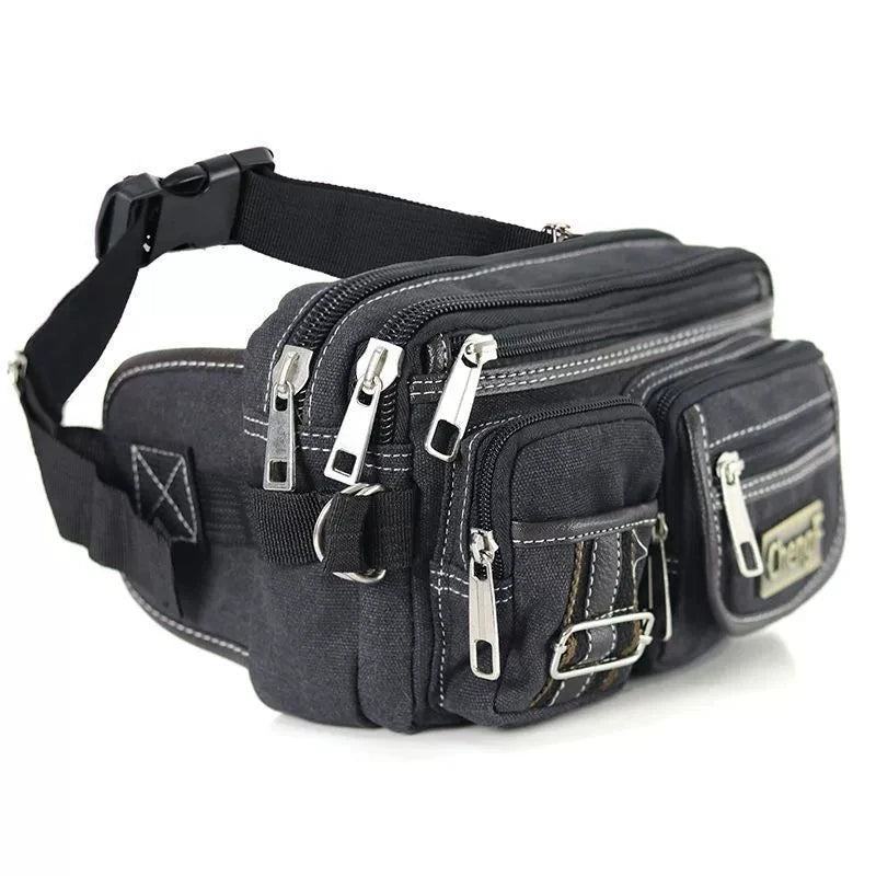 FXZLLQ Sac Banane Toile Multicouches Zip Poche Téléphone