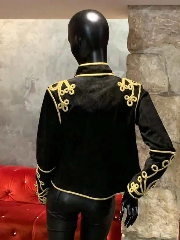 Cosplaydream Manteau Steampunk Gothique Noir Ornements Dorés