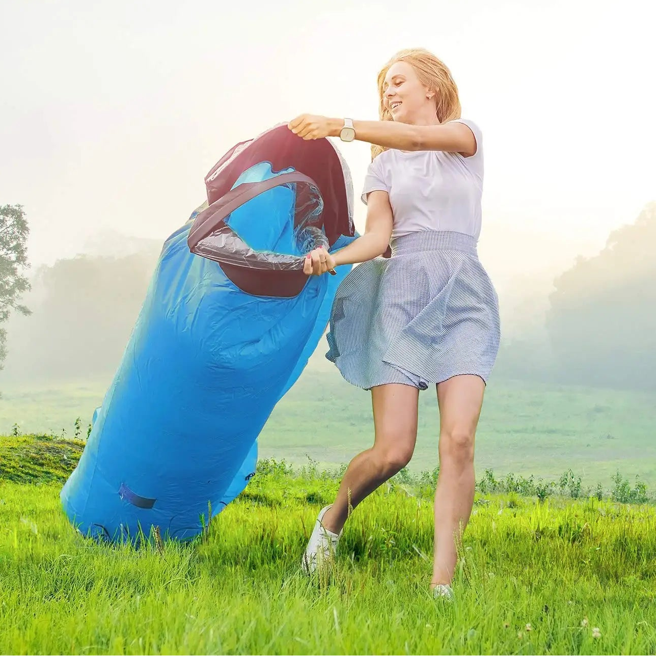 Canapé gonflable air sofa de plage et camping – avec sac