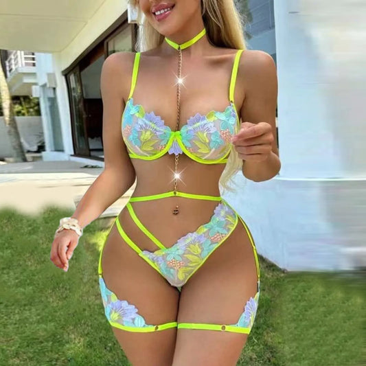 Les Secrets de Léa Ensemble Lingerie Demi-Tasse Broderie Florale